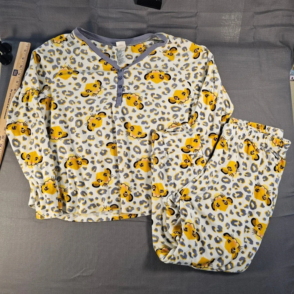 Disney The Lion King Simba Leopard Print Fleece Pajama Set  Large 12-14